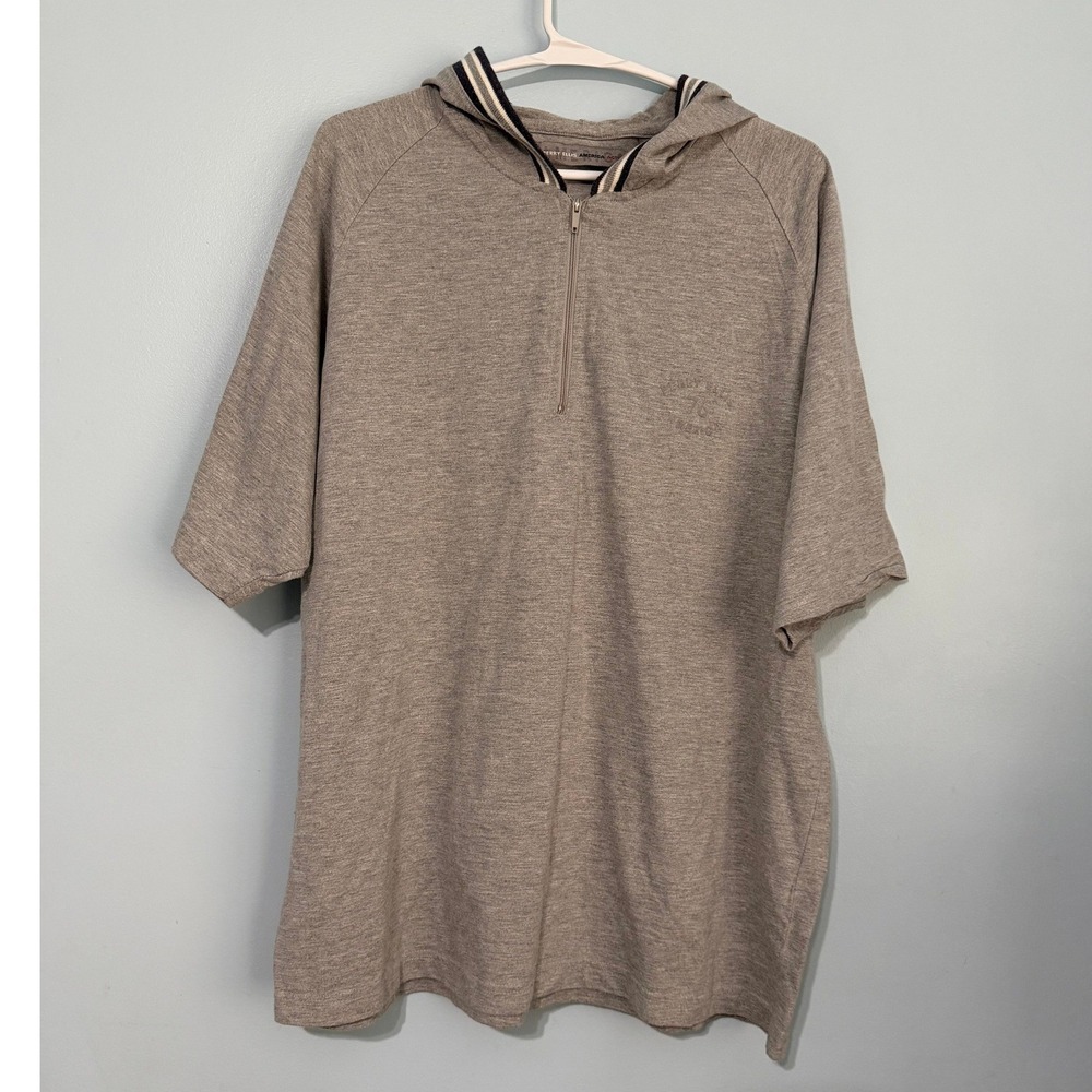 Perry Ellis America Active Men's Large Gray Quarter Zip Short Sleeve Hoodie 76